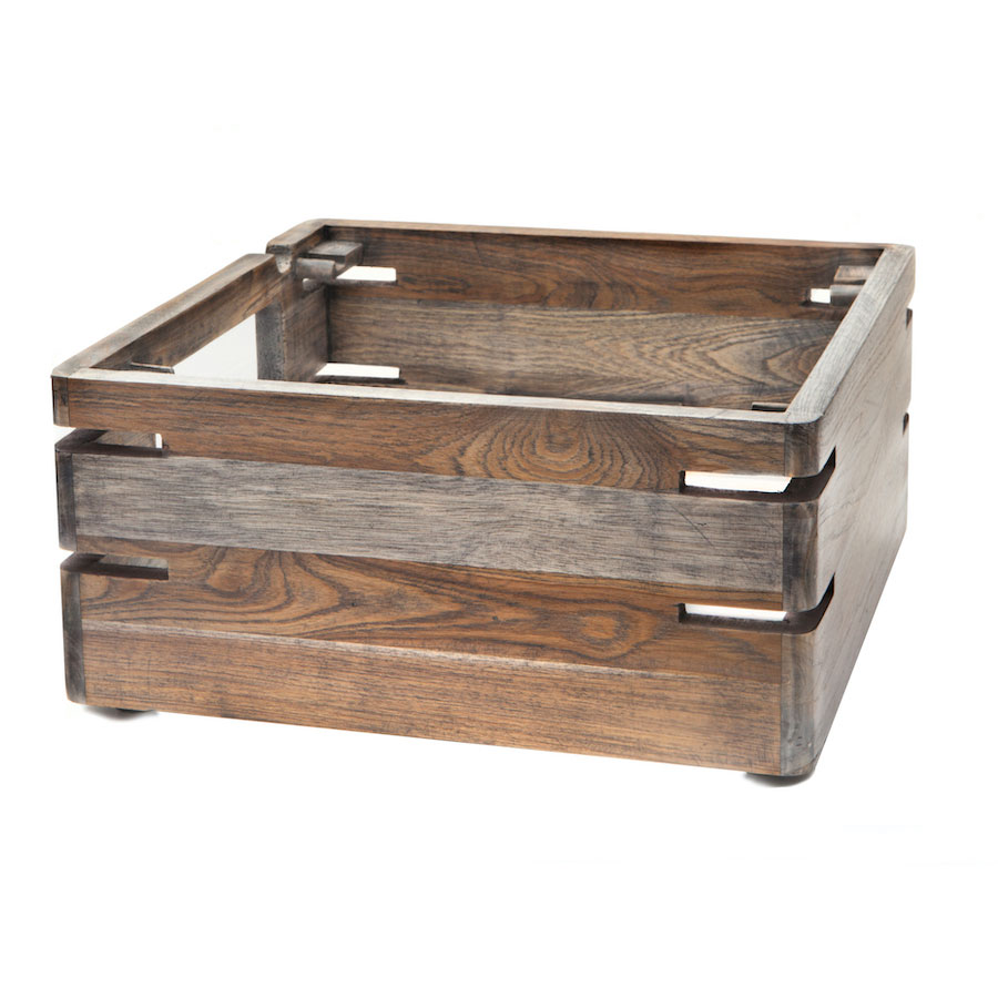 D.W. Haber Fusion Buffet System Ash Grey Teak Wood Square Buffet Riser 35.6x17.8cm