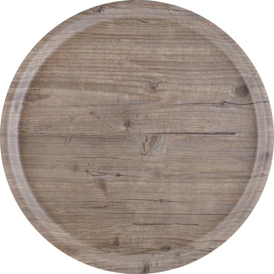 Laminate Vintage Wood Effect Tray 36Cm Diameter