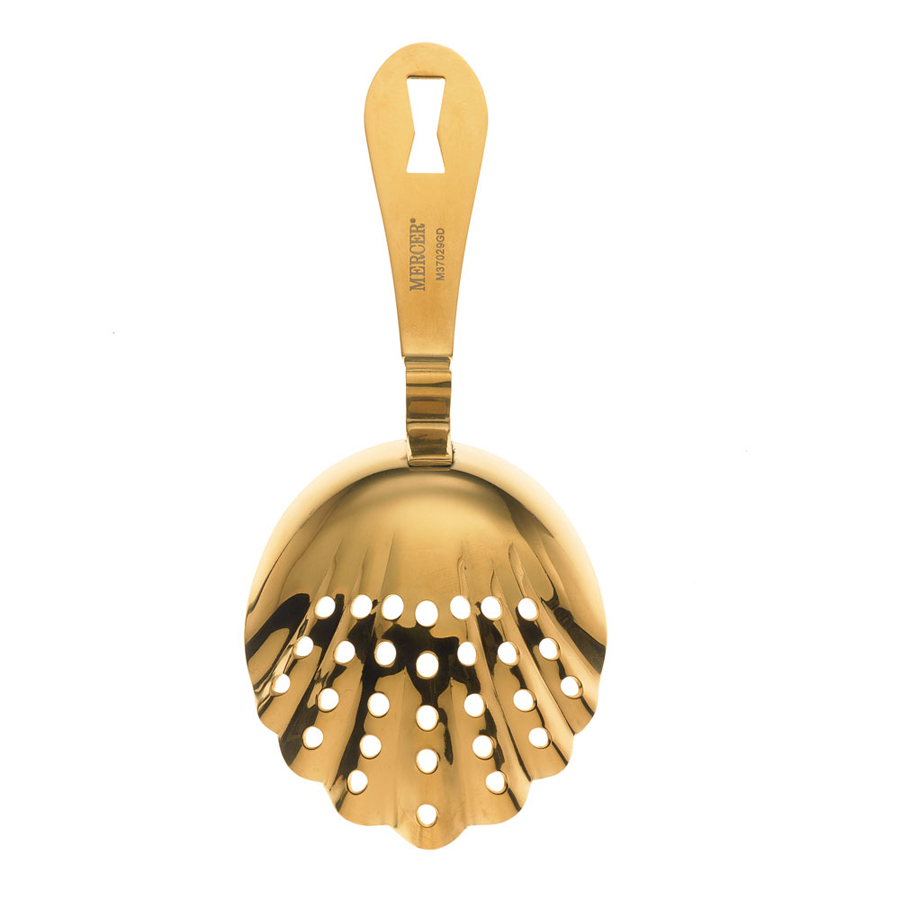 Scalloped Julep Strainer Gold Plated