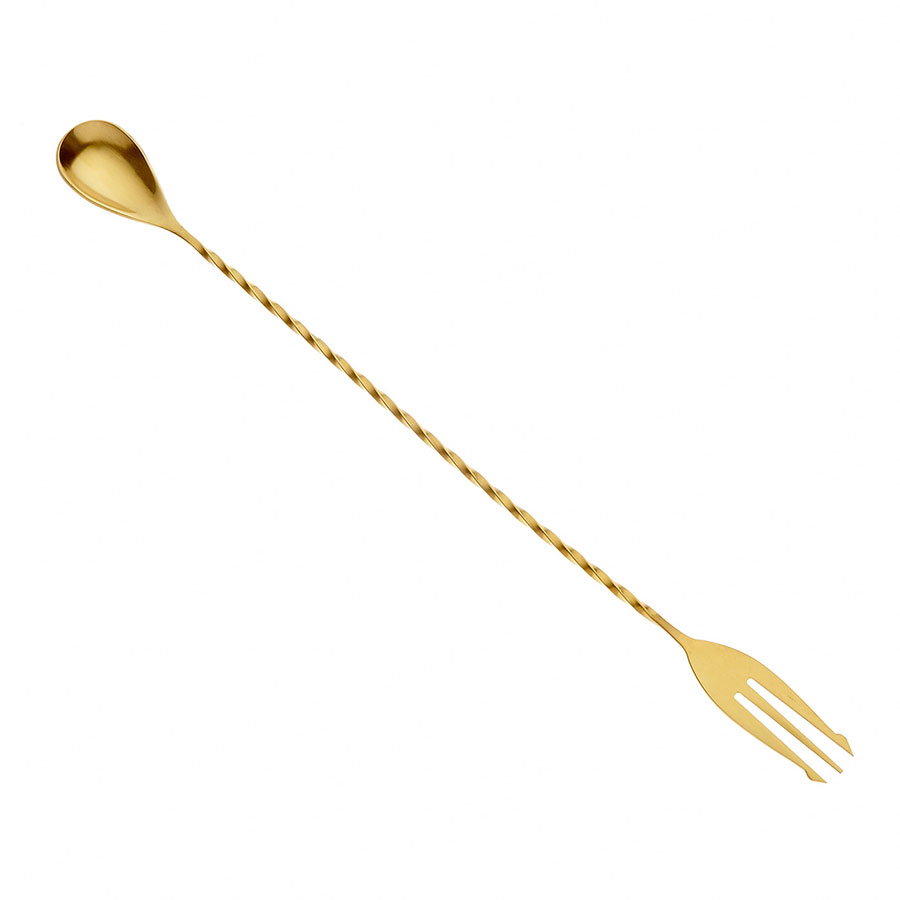 Bar Spoon with Fork End 12 3/8in 31.5cm Gold Plated