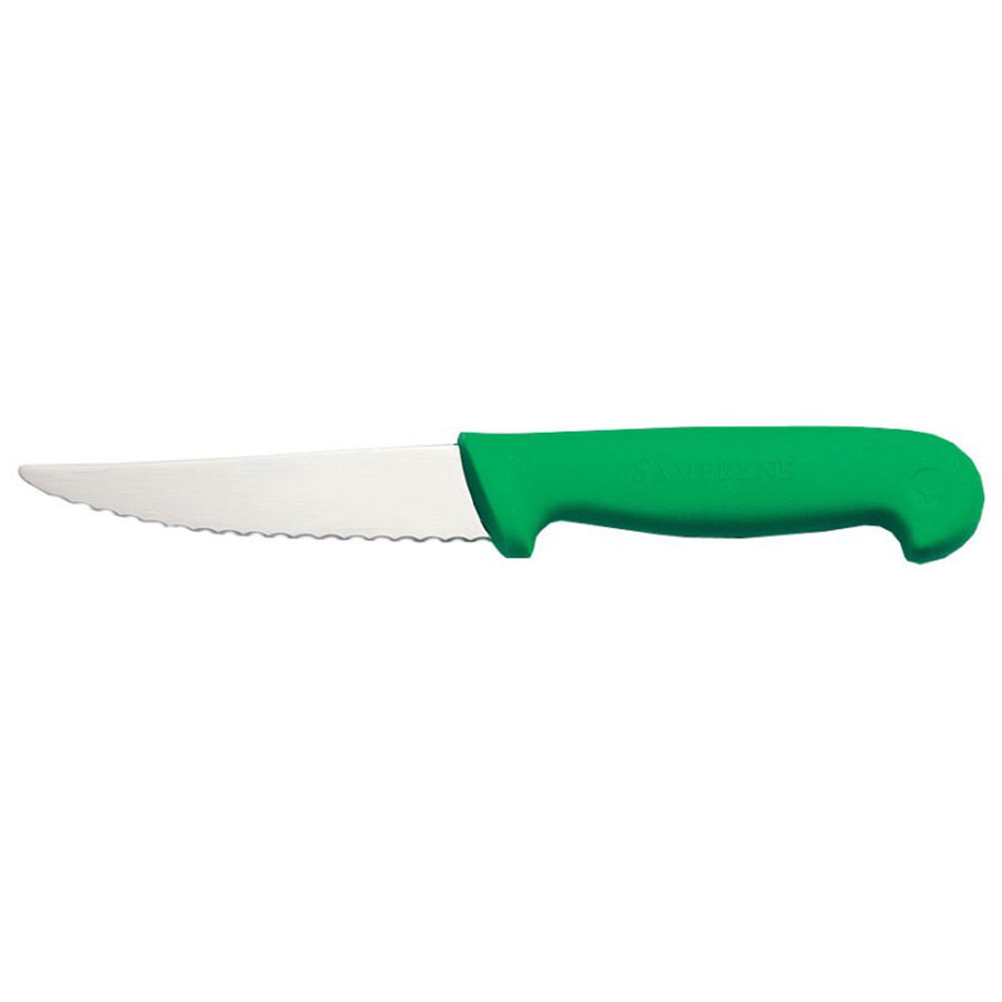 Vegetable Serrated Knife 4in Stainless Steel Blade Green Handle