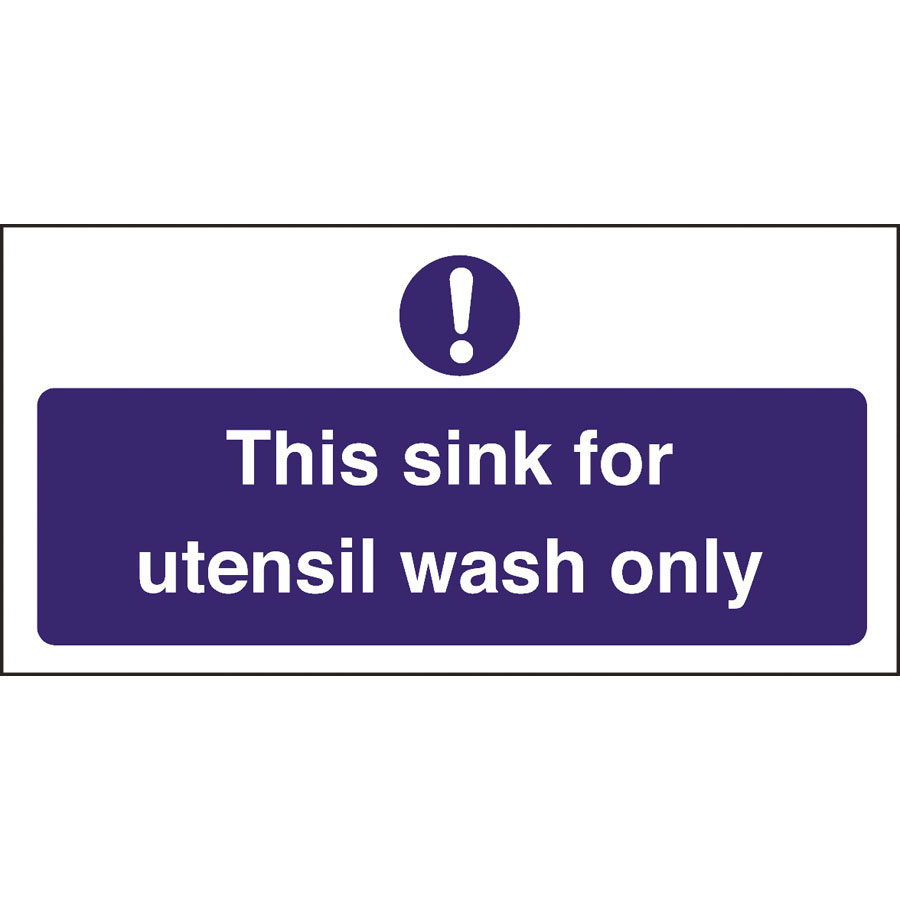 Mileta Kitchen Sink Safety Sign Self Adhesive Vinyl 100 x 200mm - Utensil Wash Only