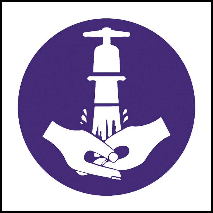 Mileta Kitchen Food Safety Sign Self Adhesive Vinyl 100 x 100mm - Wash Your Hands Symbol