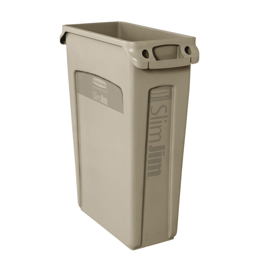 Rubbermaid Slim Jim® Bin With Venting Channel Beige 87ltr