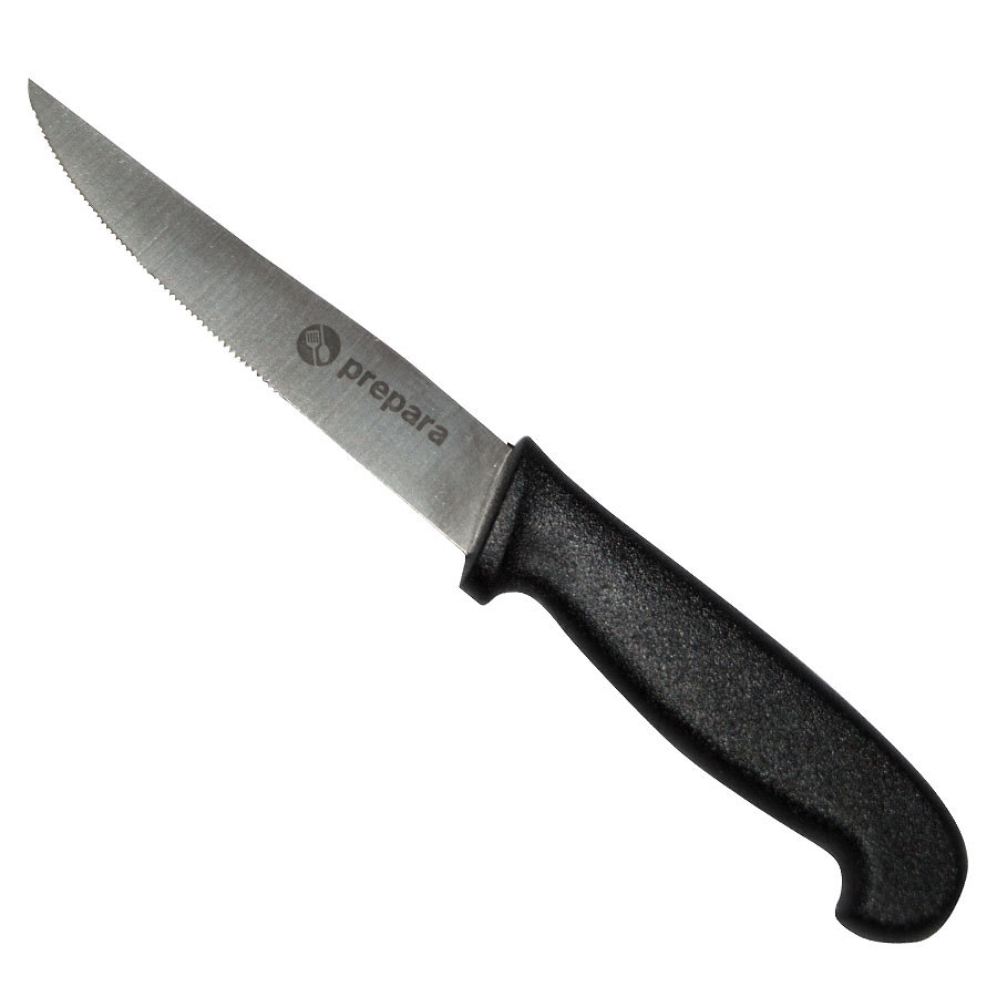 Vegetable Serrated Knife 4in Stainless Steel Blade Black Handle