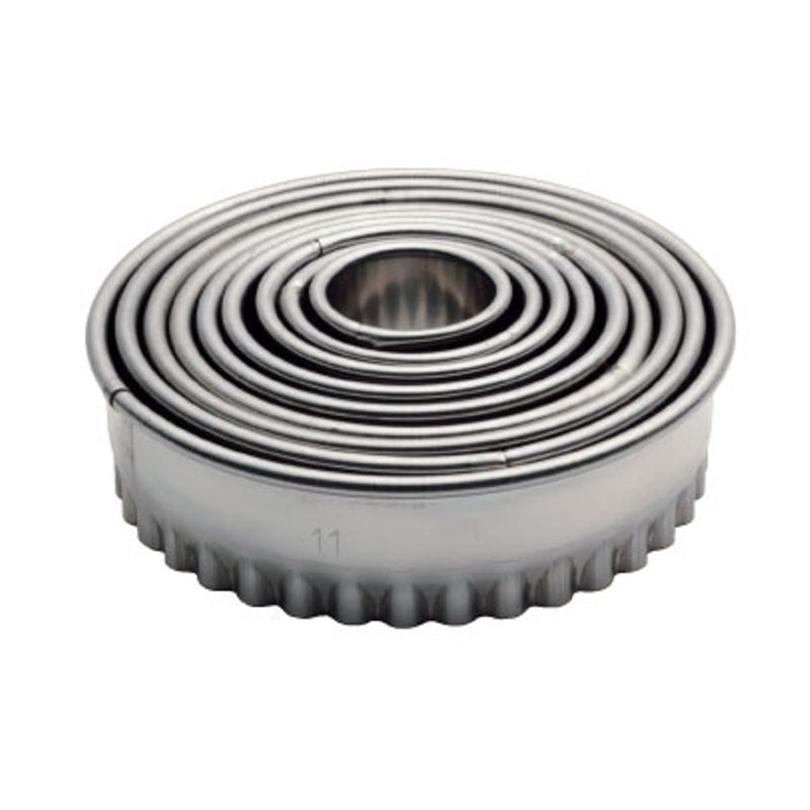deBuyer Fluted Pastry Cutters Stainless Steel 3-11cm Set Of 9