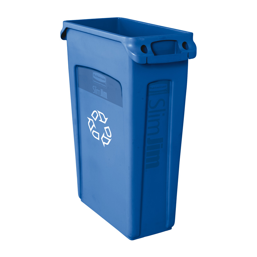 Rubbermaid Slim Jim Bin With Venting Channel Blue Polyethylene 87ltr W27.9 x H76.2 x D55.9cm