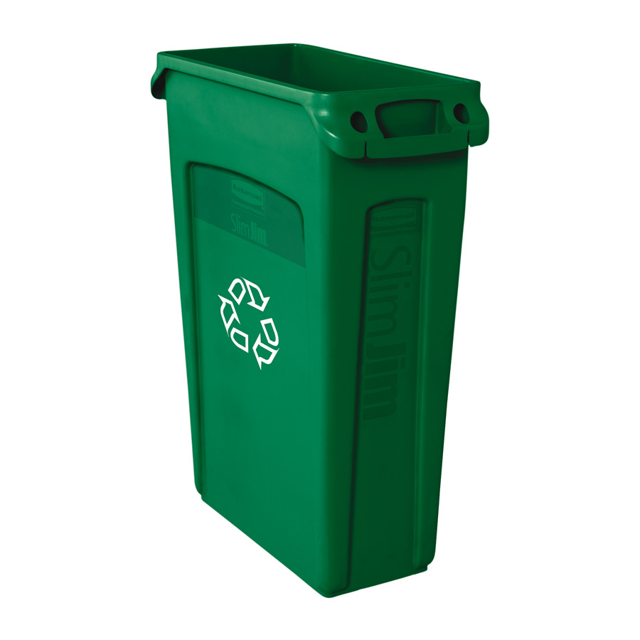 Rubbermaid Slim Jim Bin With Venting Channel Green Polyethylene 87ltr W27.9 x H76.2 x D55.9cm