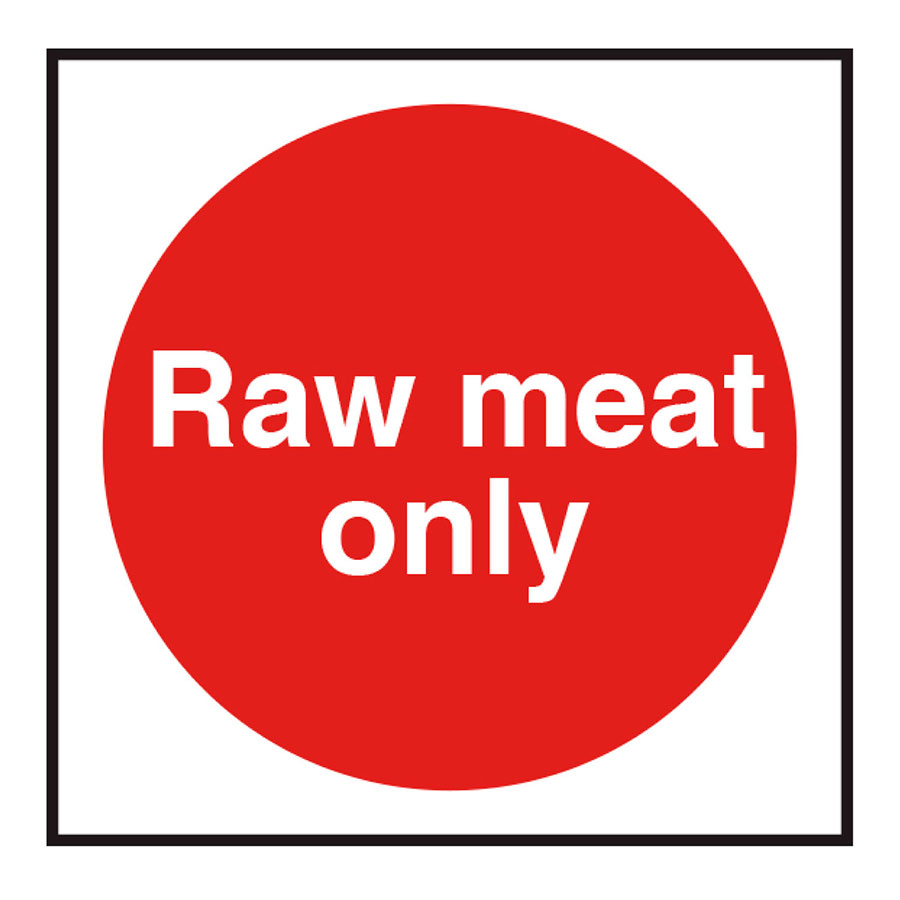 Mileta Kitchen Food Safety Sign - Raw Meat Only Catering Vinyl Sticker