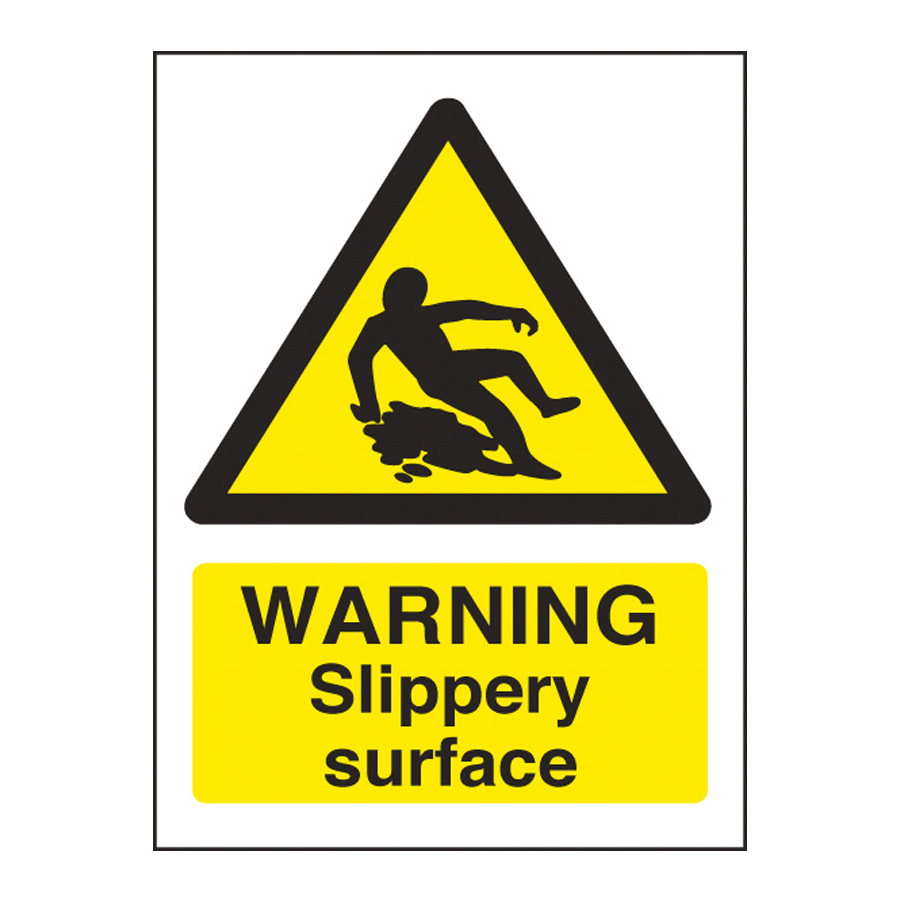 Mileta Warning Sign Self Adhesive Vinyl - Slippery Surface 15 x 35cm