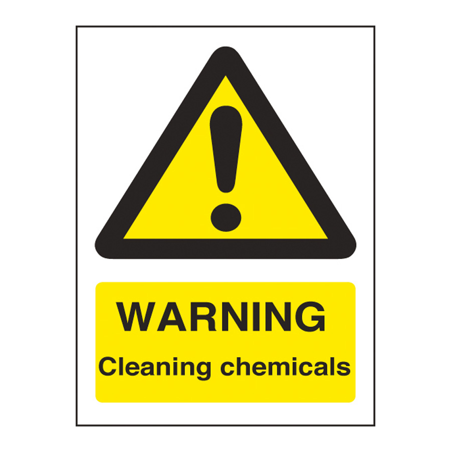 Mileta Warning Sign Self Adhesive Vinyl - Cleaning Chemicals 15 x 20cm
