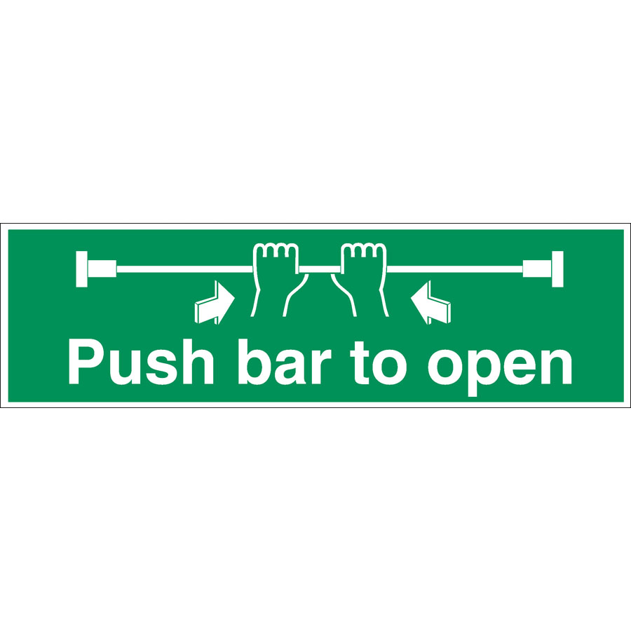 Mileta Safety Sign - Push Bar To Open 45x15cm
