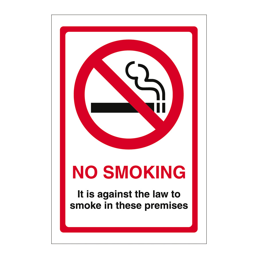 Mileta Sign - No Smoking Sign It Is Against The Law On Premises 15x20cm