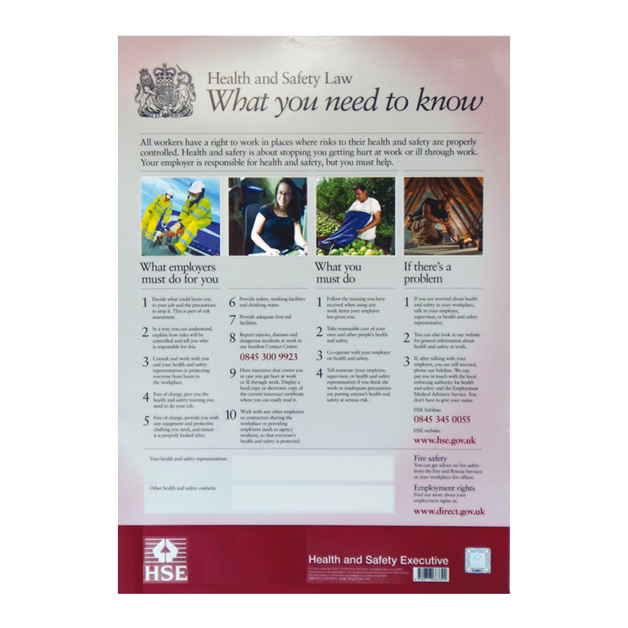 Mileta Health & Safety Law Poster Encapsulated 32x42cm