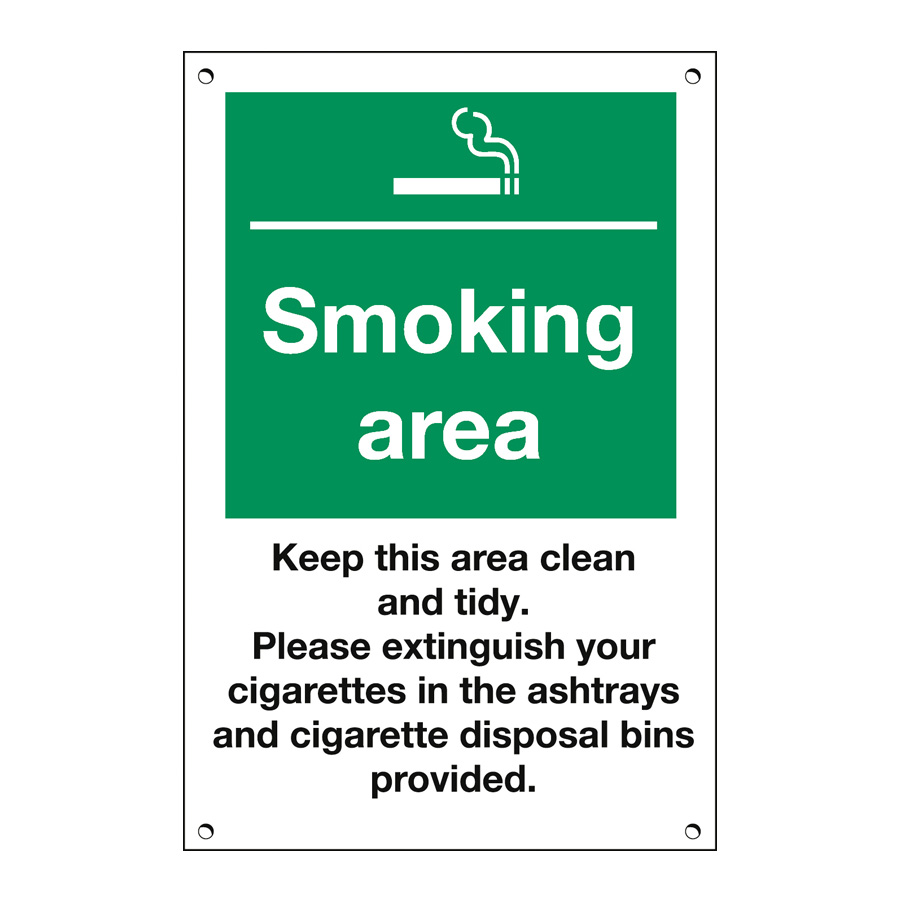 Mileta Exterior Sign 3mm Foamboard - Smoking Area, Keep Clean & Tidy 20x30cm