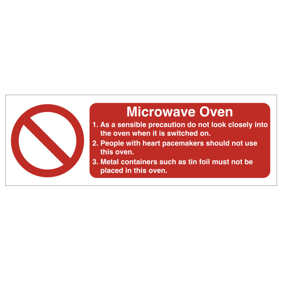 Mileta Kitchen Food Safety Sign - Microwave Oven Catering Equipment safety notice Vinyl Sign 100x300mm