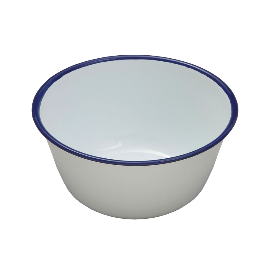 Round Pudding Basin - White Enamel On Steel 12cm