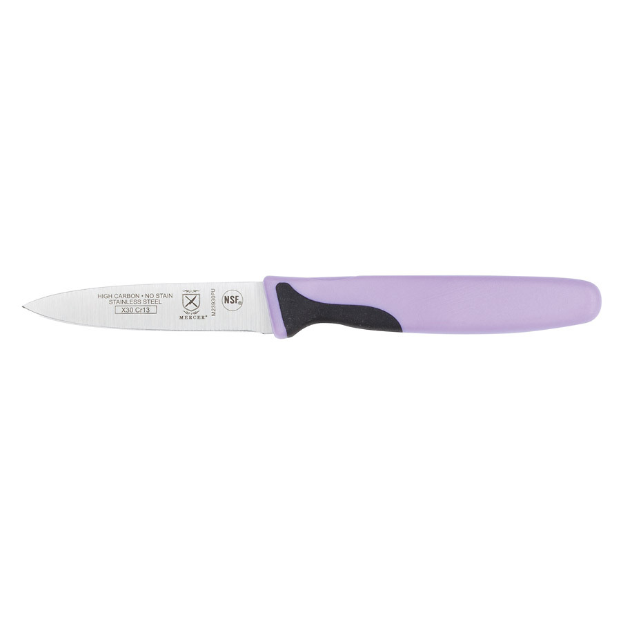 Mercer Millennia Colors Slim Paring Knife 3in Purple With Santoprene Handle