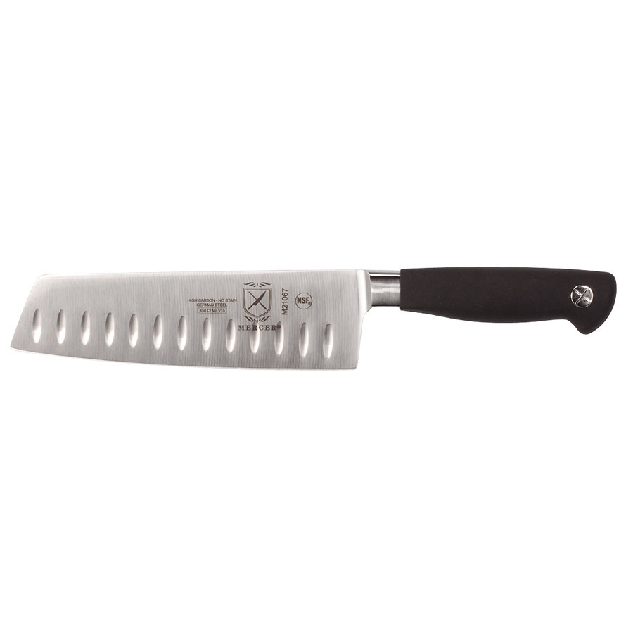 Mercer Genesis Nakiri Granton Edge Knife 7in With Santoprene Handle