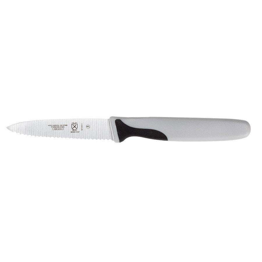 Mercer Millennia Slim Serrated Paring Knife 3in With Santoprene Handle