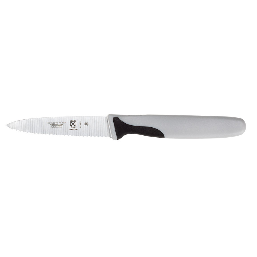 Mercer Millennia Slim Serrated Paring Knives 3in With Santoprene Handle