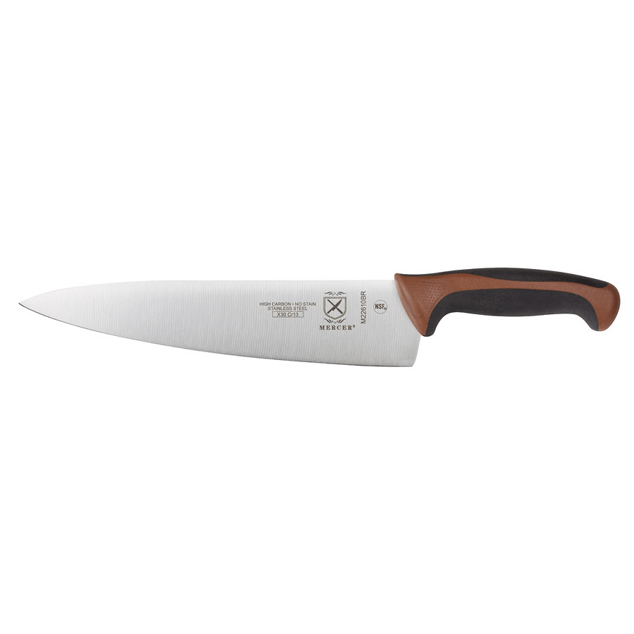 Mercer Millennia Colors Chef's Knife 10in With Santoprene Handle Brown