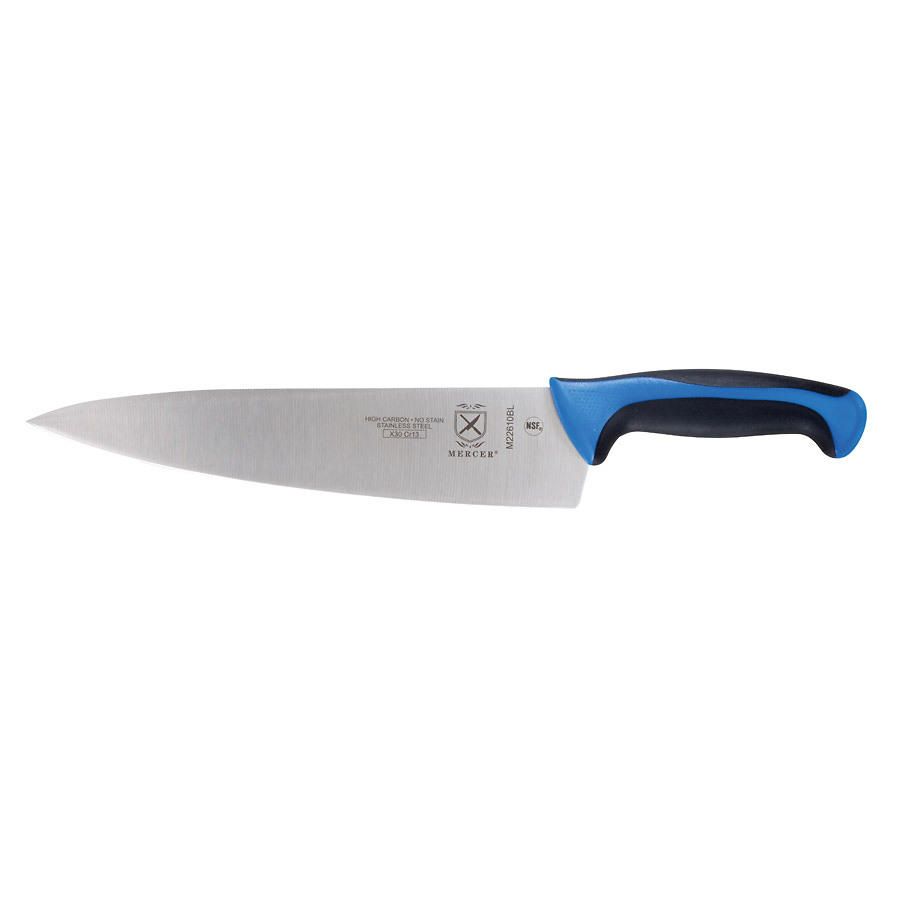 Mercer Millennia Colors Chef's Knife 10in With Santoprene Handle Blue