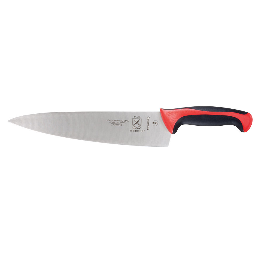 Mercer Millennia Colors Chef's Knife 10in With Santoprene Handle Red