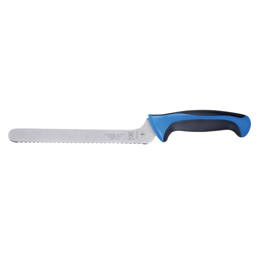 Mercer Millennia Colors Bread Knife Offset Serrated 8in With Santoprene Handle Blue