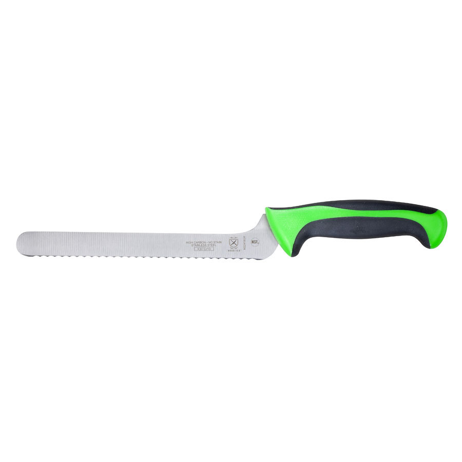 Mercer Millennia Colors Bread Knife Offset Serrated 8in With Santoprene Handle Green
