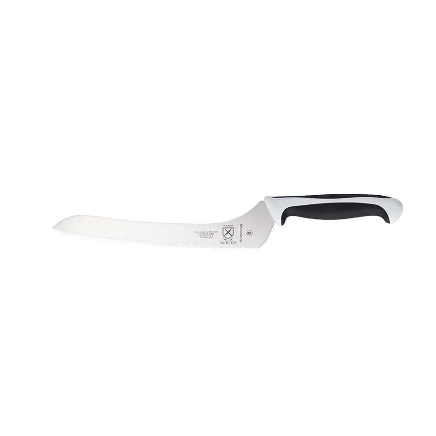 Mercer Millennia Colors Bread Knife Serrated 9in With Santoprene Handle White