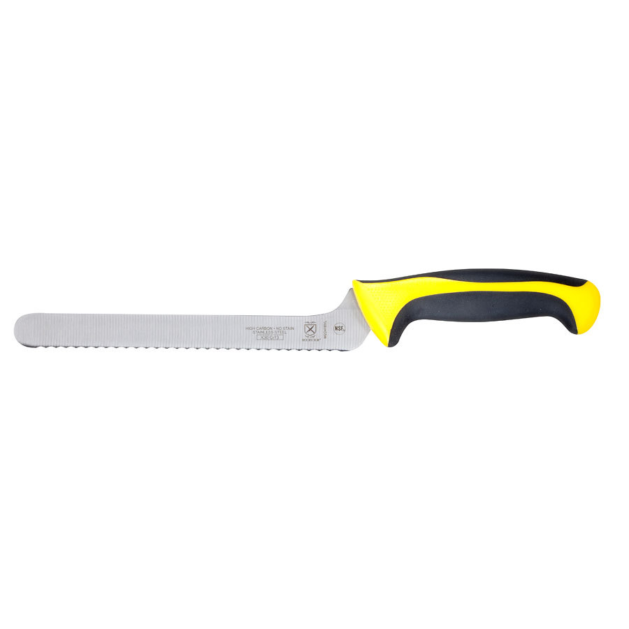 Mercer Millennia Colors Bread Knife Offset Serrated 8in With Santoprene Handle Yellow
