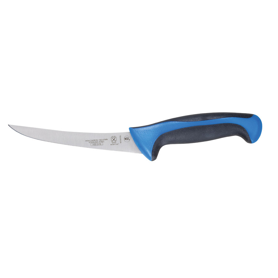 Mercer Millennia Colors Curved Boning Knife 6in With Santoprene Handle Blue
