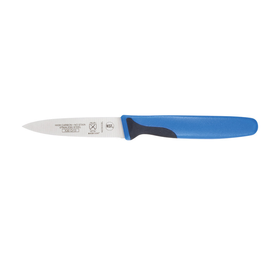 Mercer Millennia Colors Paring Knife 3in With Santoprene Handle Blue