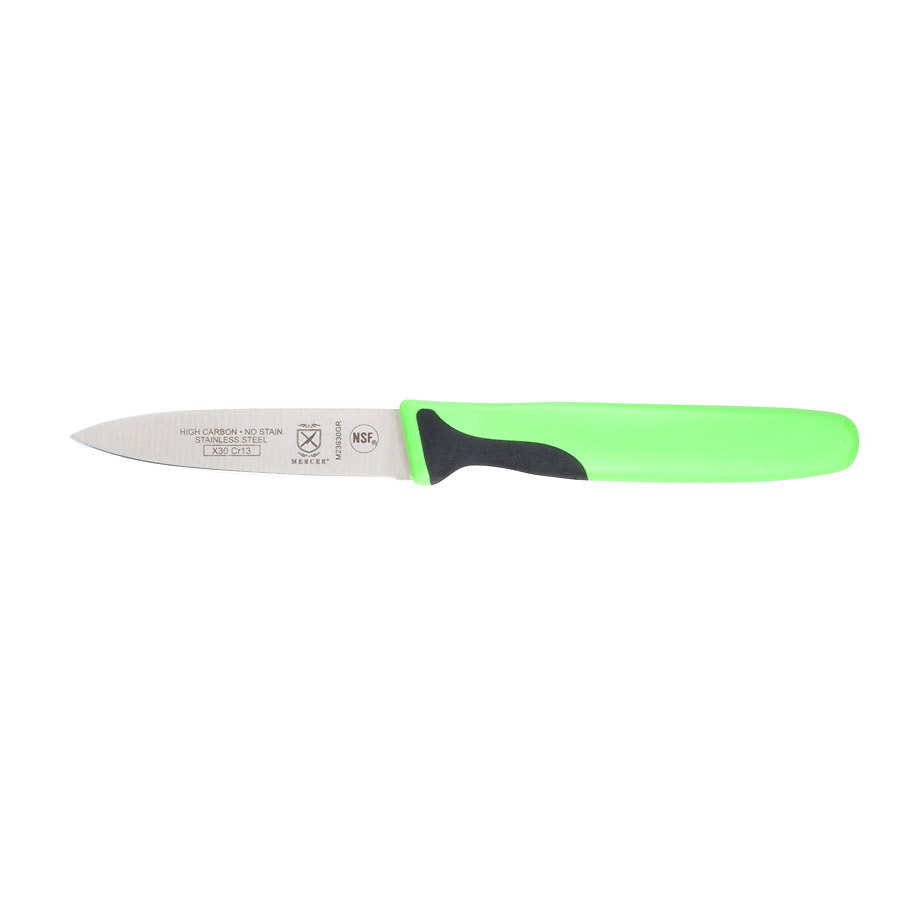 Mercer Millennia Colors Paring Knife 3in With Santoprene Handle Green