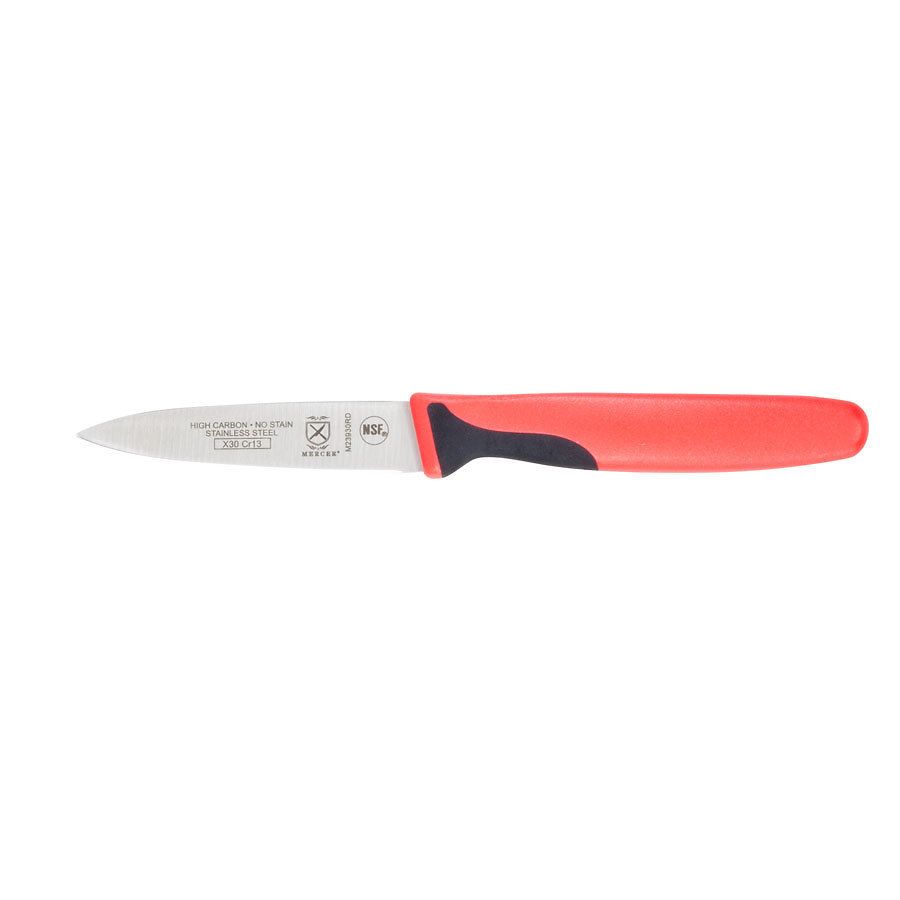 Mercer Millennia Colors Paring Knife 3in With Santoprene Handle Red
