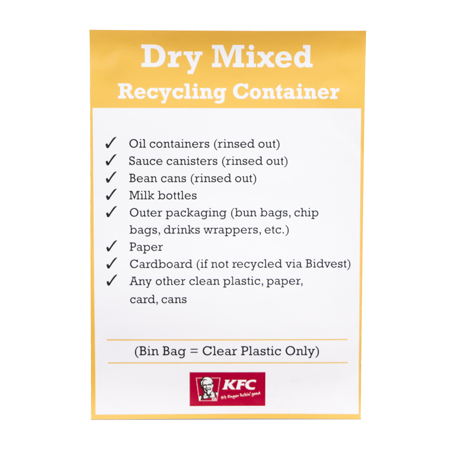 Dry Mixed Recycling Bin Sticker A4