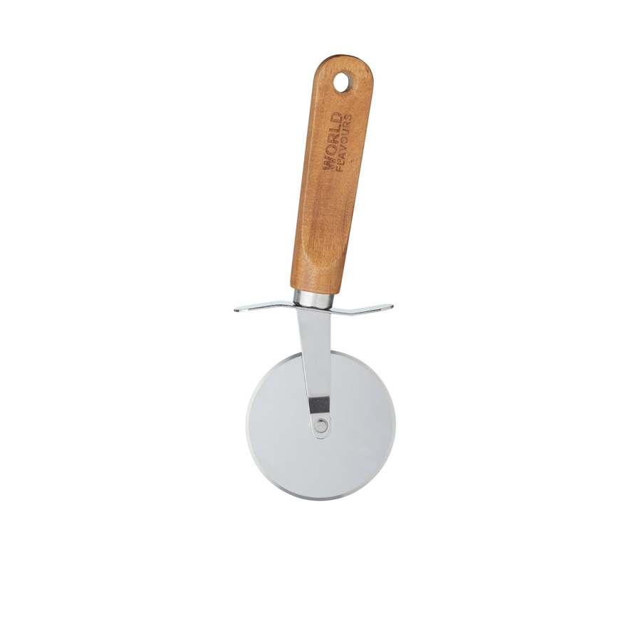 KitchenCraft World of Flavours Italian Pizza Cutter With Acacia Wood Handle 19.5cm