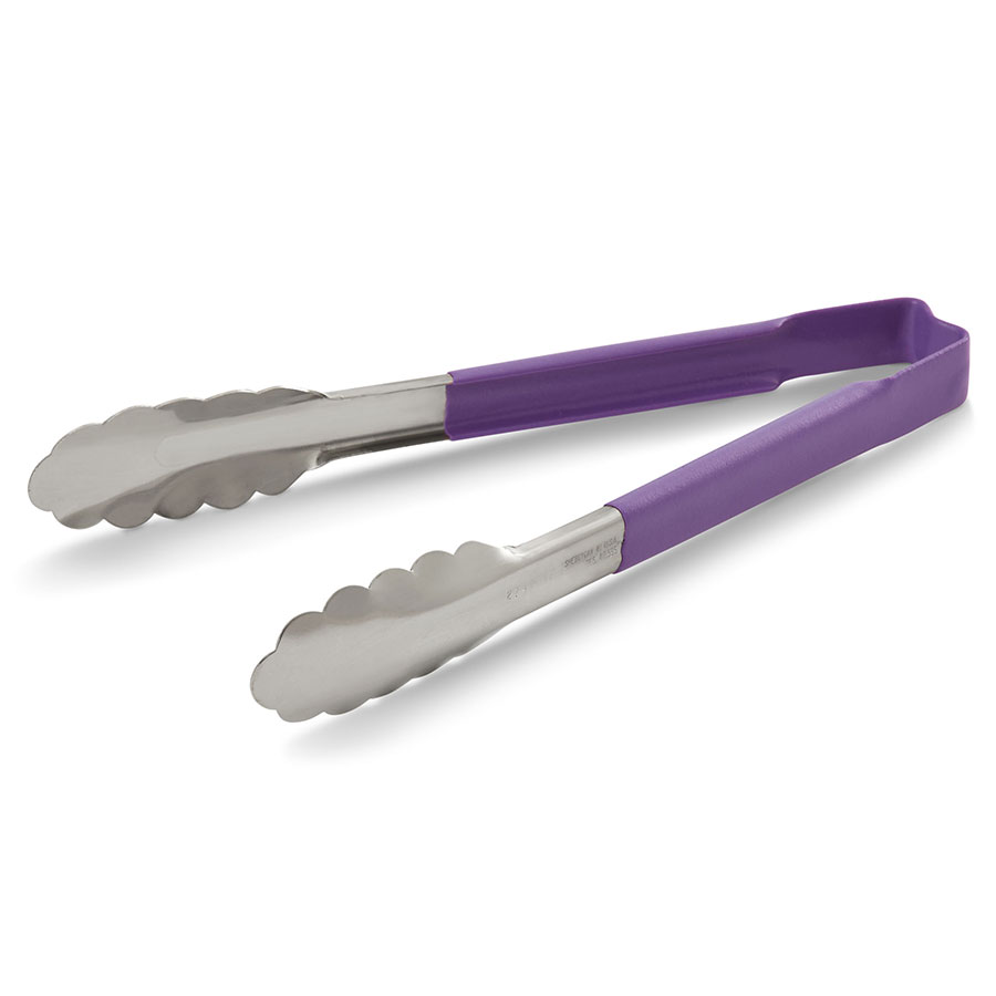 Vollrath Tongs Stainless Steel With Purple Kool-Touch Handle 241mm