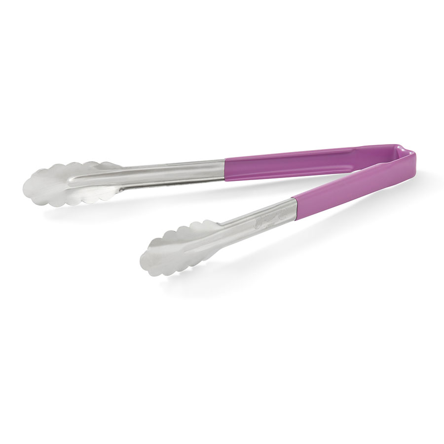 Vollrath Tongs Stainless Steel With Purple Kool-Touch Handle 12in