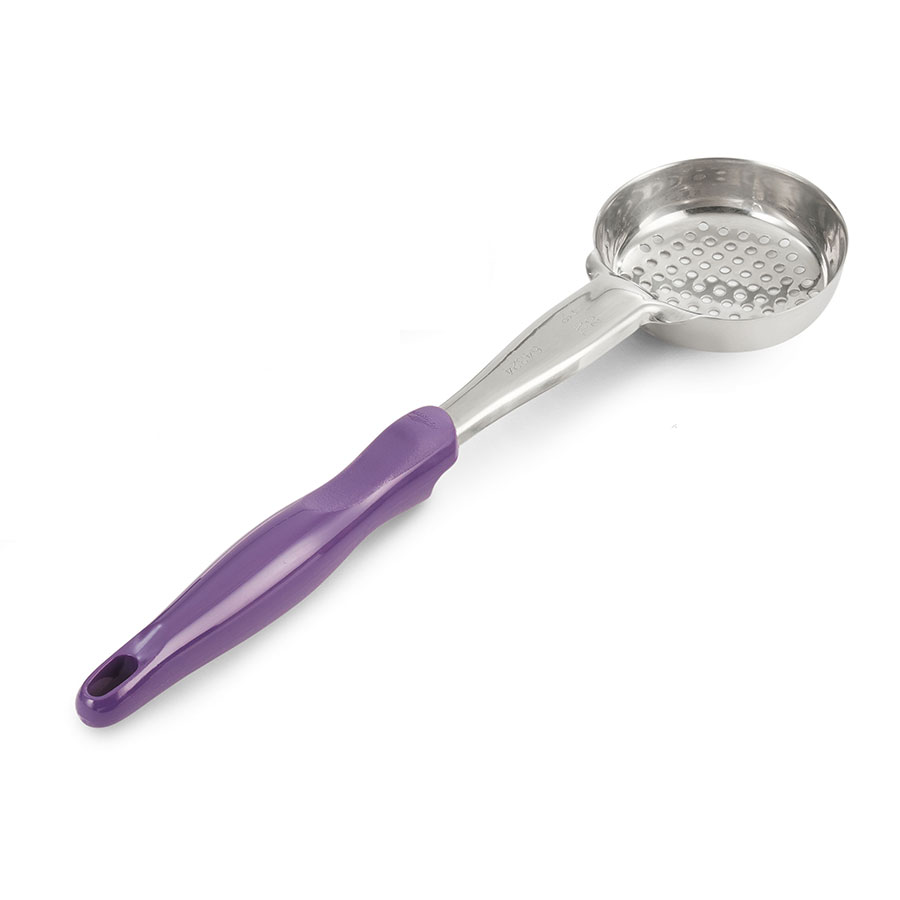 Vollrath Spoodle Peforated Stainless Steel Round 4oz Purple Nylon Handle