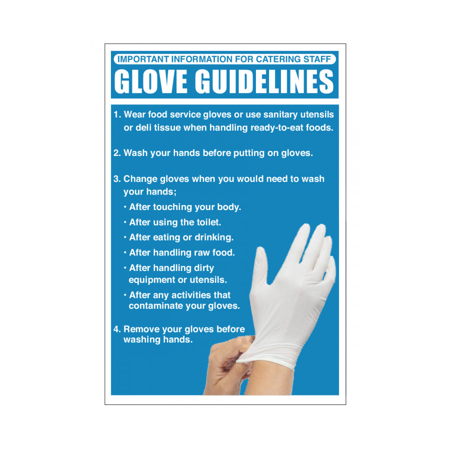 Mileta Information Sign - Gloves Guidelines Vinyl Sign 300x200mm
