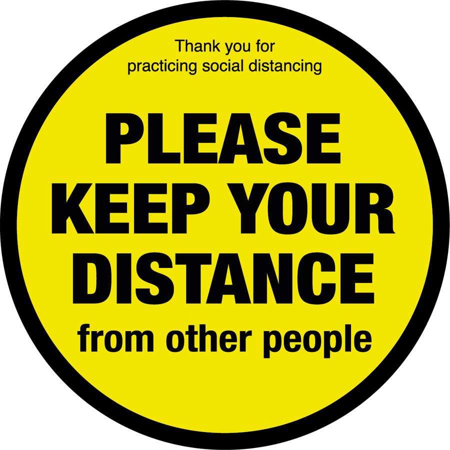 Mileta Social Distancing Sign - Please Keep Your Distance Floor Graphic 400mm Diameter