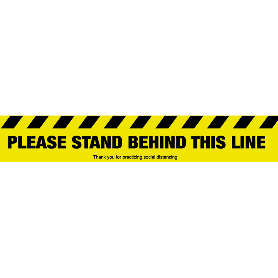 Mileta Social Distancing Sign - Please Stand Behind This Line Graphic 600x100mm