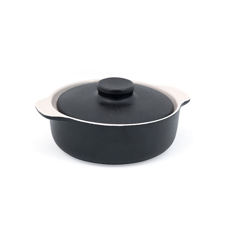 Front Of The House Kiln Ovenware Dish Black Round With Lid 625ml