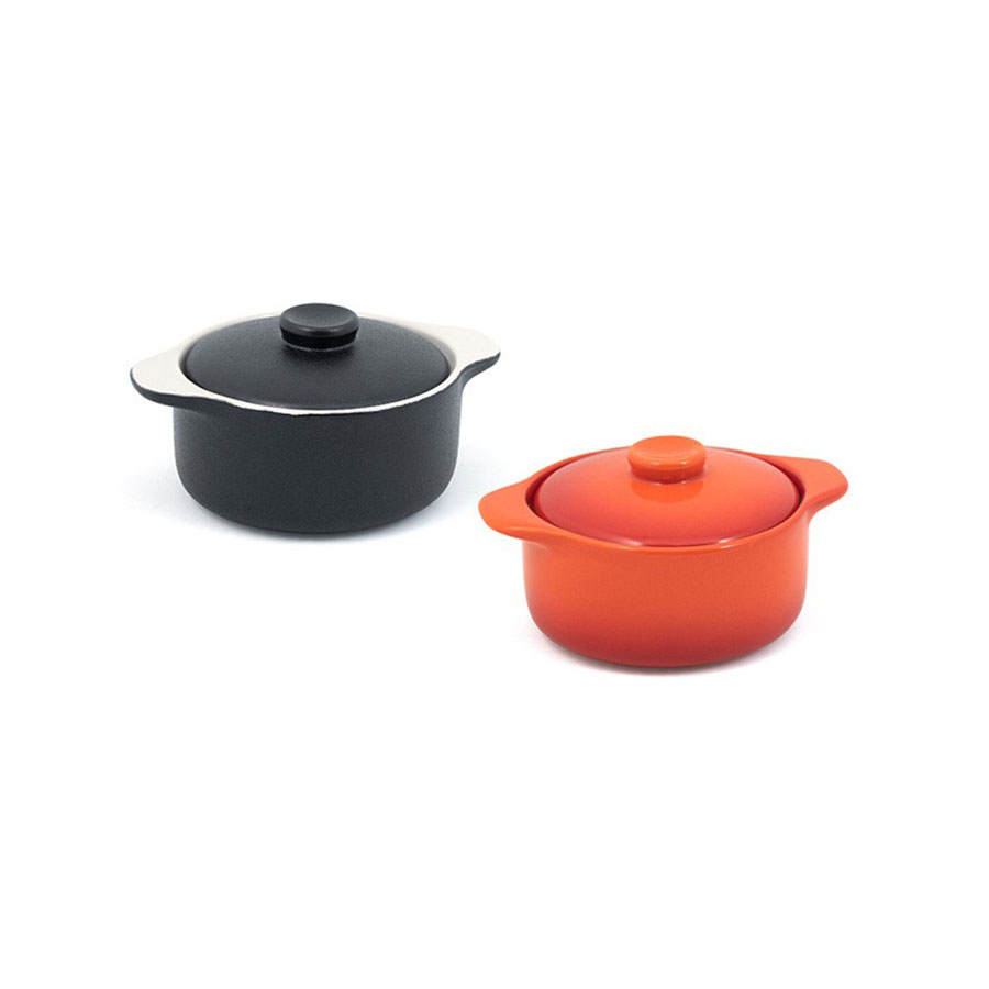 Front Of The House Kiln Ovenware Dish Black Round With Lid 200ml