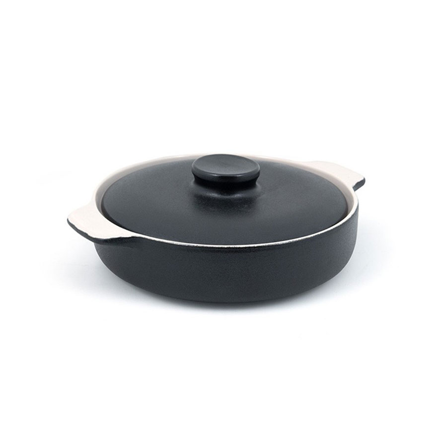 Front Of The House Kiln Ovenware Dish Black Round With Lid 1.6 Litre