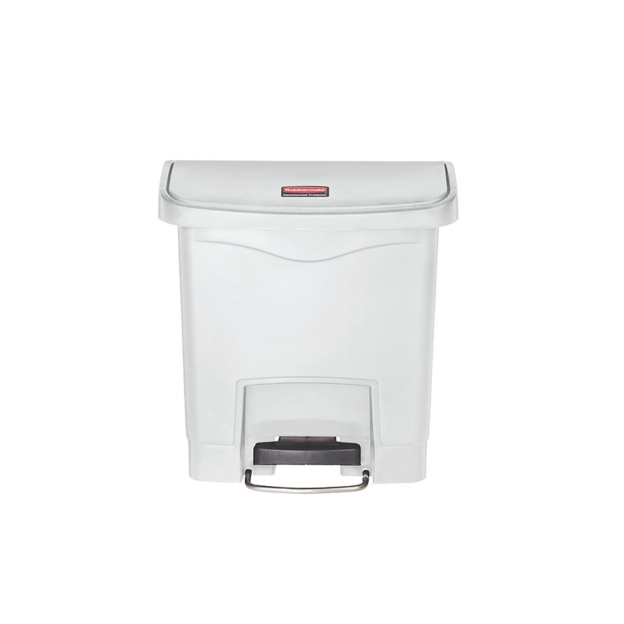 Rubbermaid Slim Jim Step-On Bin Front Step White Resin 15ltr W37.67 x H39.88 x D23.4cm