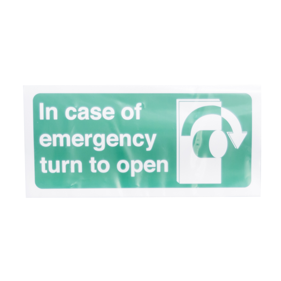 Mileta Safety Sign - Turn To Open CLOCKWISE 100x200mm