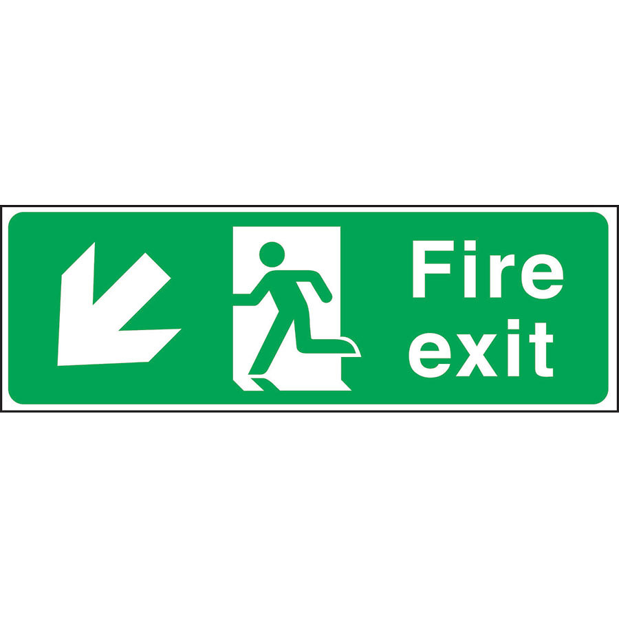 Mileta Safety Sign - Fire Exit LEFT DOWN Arrow 150x450mm